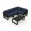Harmonia Living Avion 5 Piece Aluminum Sectional Set - Black - Spectrum Indigo