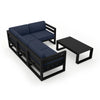 Harmonia Living Avion 5 Piece Aluminum Sectional Set - Black - Spectrum Indigo