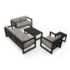 Harmonia Living Avion 5 Piece Aluminum Sofa Set - Black - Canvas Charcoal