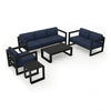 Harmonia Living Avion 5 Piece Aluminum Sofa Set - Black - Spectrum Indigo