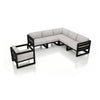 Harmonia Living Avion 6 Piece Aluminum Sectional Set - Black - Cast Silver