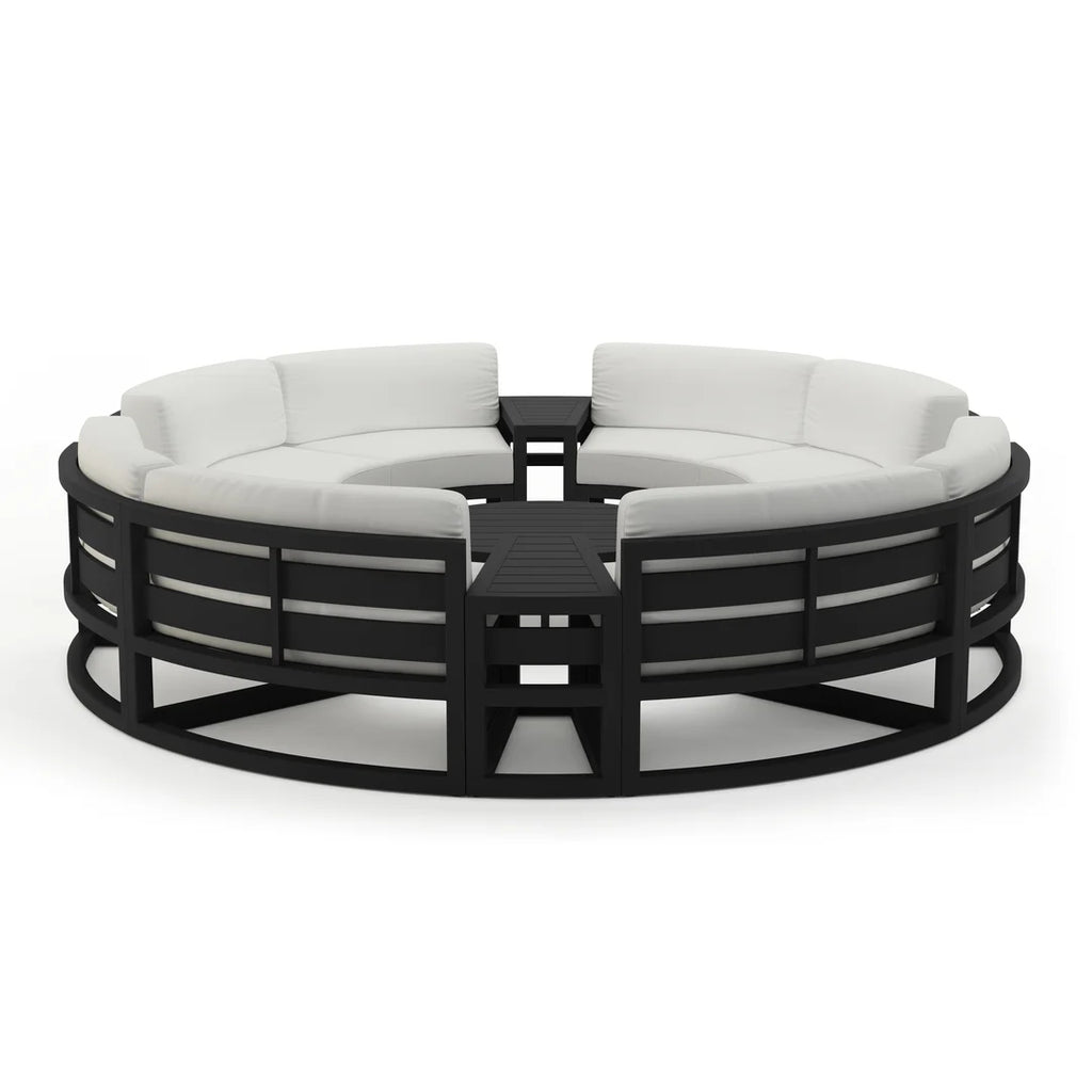 Harmonia Living Avion 7 Piece Aluminum Curve Sectional Set - Black - Canvas Natural