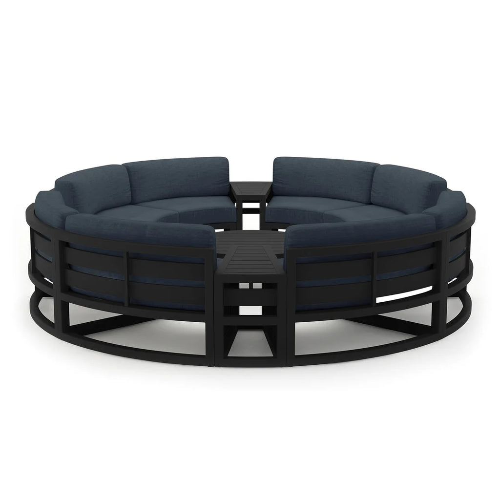 Harmonia Living Avion 7 Piece Aluminum Curve Sectional Set - Black - Spectrum Indigo