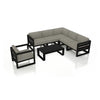 Harmonia Living Avion 7 Piece Aluminum Sectional Set - Black - Canvas Charcoal