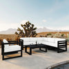 Harmonia Living Avion 7 Piece Aluminum Sectional Set - Black - Canvas Natural