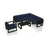 Harmonia Living Avion 7 Piece Aluminum Sectional Set - Black - Spectrum Indigo