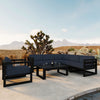 Harmonia Living Avion 7 Piece Aluminum Sectional Set - Black - Spectrum Indigo