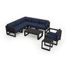 Harmonia Living Avion 8 Piece Aluminum Sectional Set - Black - Spectrum Indigo