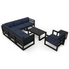 Harmonia Living Avion 8 Piece Aluminum Sectional Set - Black - Spectrum Indigo