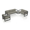 Harmonia Living Avion 3 Piece Aluminum Sofa Loveseat Set - Slate - Canvas Charcoal