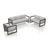 Harmonia Living Avion 3 Piece Aluminum Sofa Loveseat Set - Slate - Cast Silver