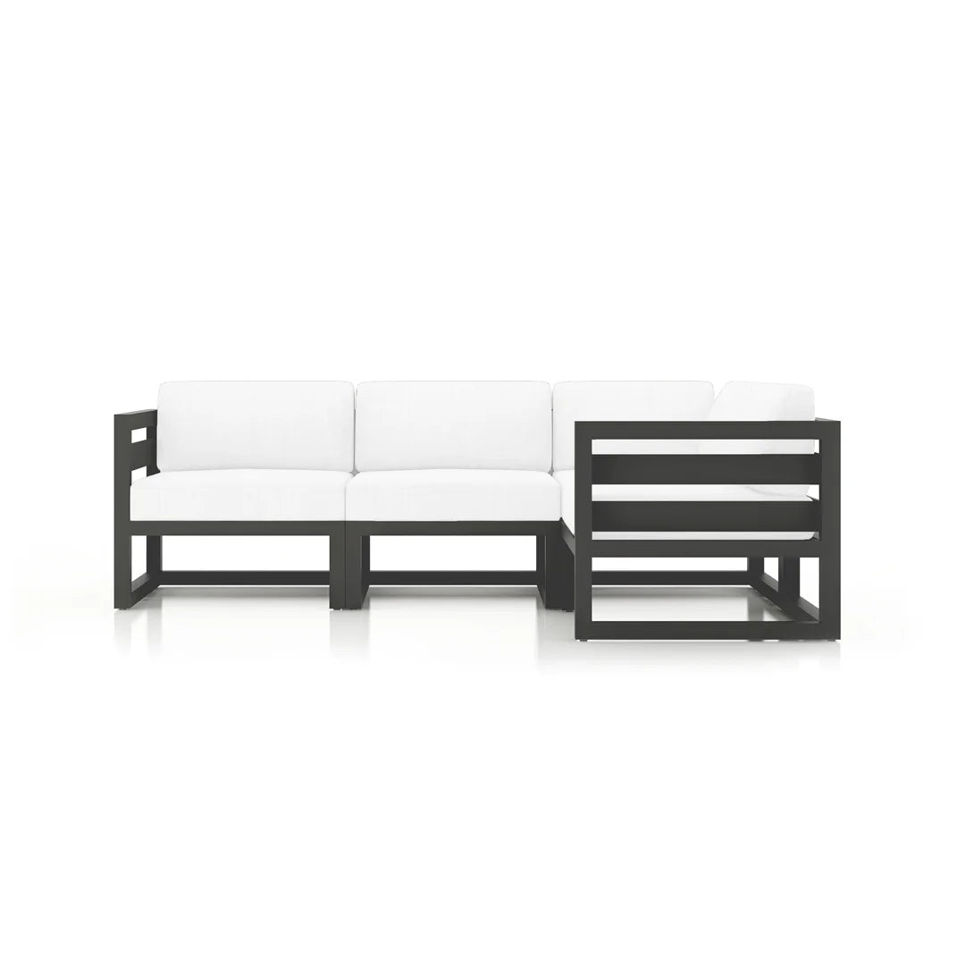 Harmonia Living Avion 4 Piece Aluminum Sectional Set - Slate - Canvas Natural