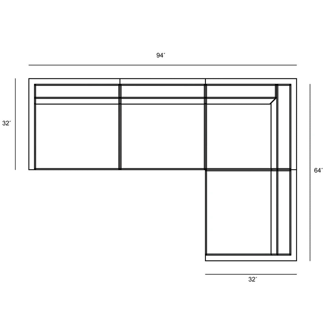 Harmonia Living Avion 4 Piece Aluminum Sectional Set - Slate - Canvas Natural