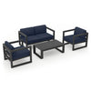 Harmonia Living Avion 4 Piece Aluminum Loveseat Set - Slate - Spectrum Indigo