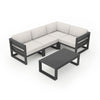 Harmonia Living Avion 5 Piece Aluminum Sectional Set - Slate - Cast Silver