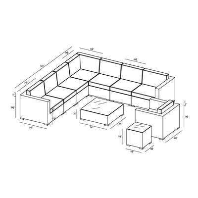 District 10 Piece Club Chair Sectional Set by Harmonia Living