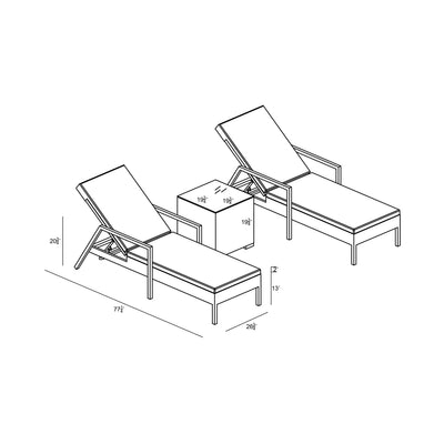 District 3 Piece Reclining Chaise Lounge Set by Harmonia Living