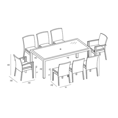 District 9 Piece Dining Set by Harmonia Living