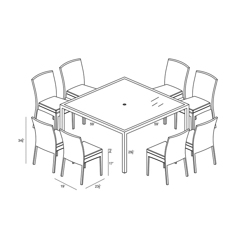 District 9 Piece Square Dining Set by Harmonia Living