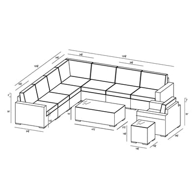 Dune 10 Piece Club Chair Sectional Set by Harmonia Living