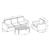 Harmonia Living Dune Teak 3 Piece Aluminum Sofa Set 88