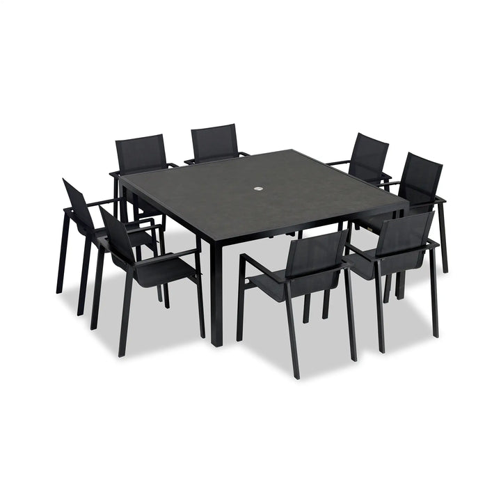 Lift 9 Piece Square Dining Set - Black by Harmonia Living