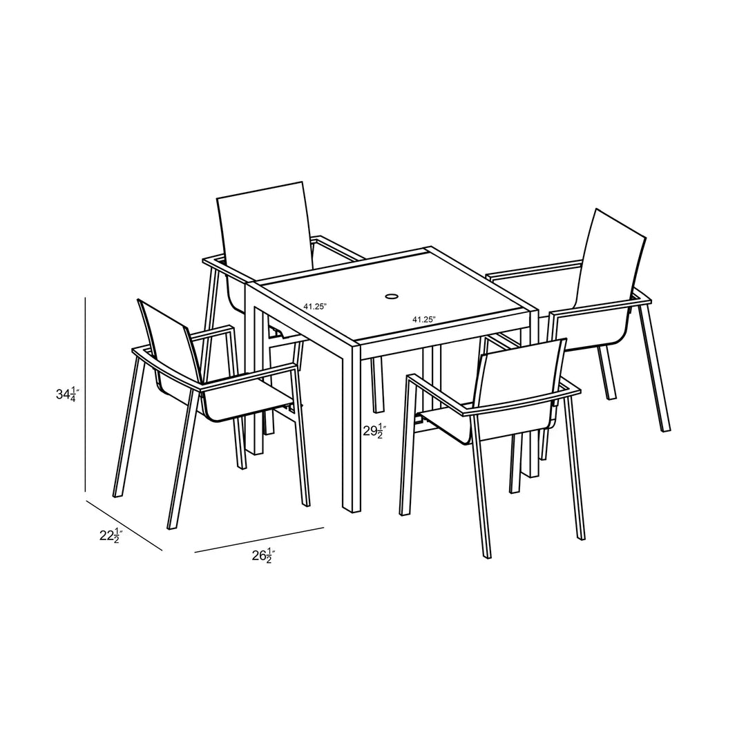 Lift 5 Piece Dining Set - White by Harmonia Living