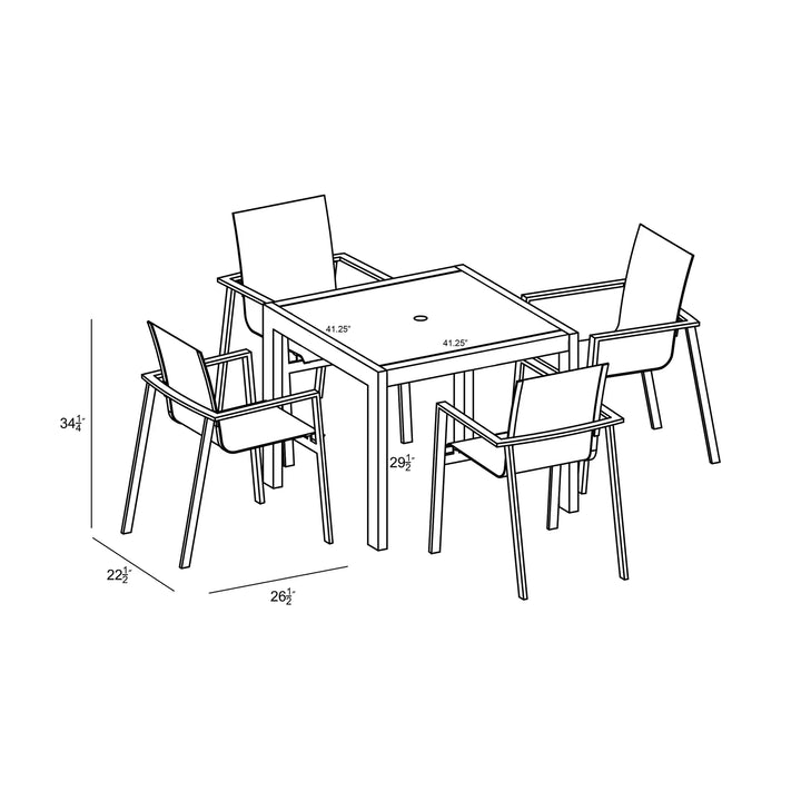 Lift 5 Piece Dining Set - White by Harmonia Living