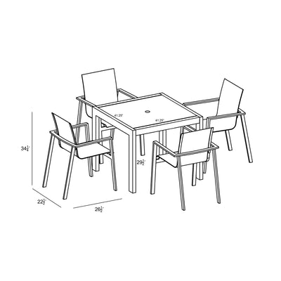 Lift 5 Piece Dining Set - White by Harmonia Living