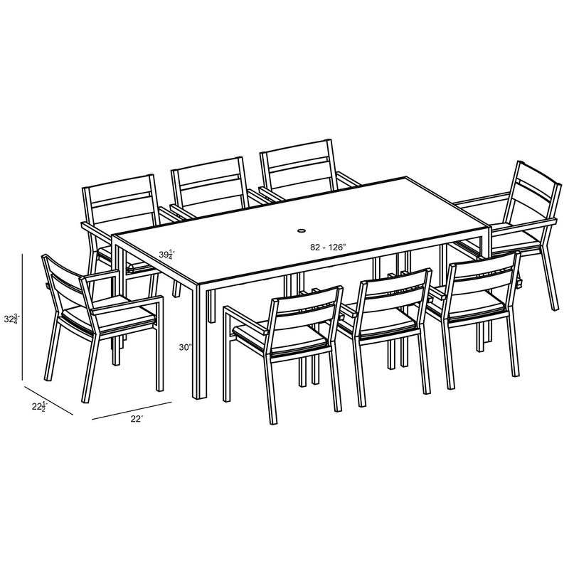 Pacifica 9 Piece Extendable Dining Set - Black by Harmonia Living