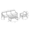 Harmonia Living Pacifica 3 Piece Aluminum Sofa Set - Slate 51