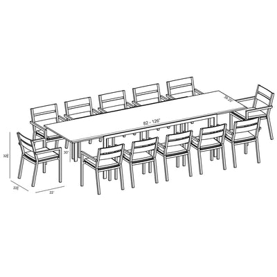 Pacifica 13 Piece Extendable Dining Set - White/B by Harmonia Living