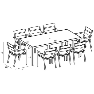 Pacifica 9 Piece Dining Set - White by Harmonia Living