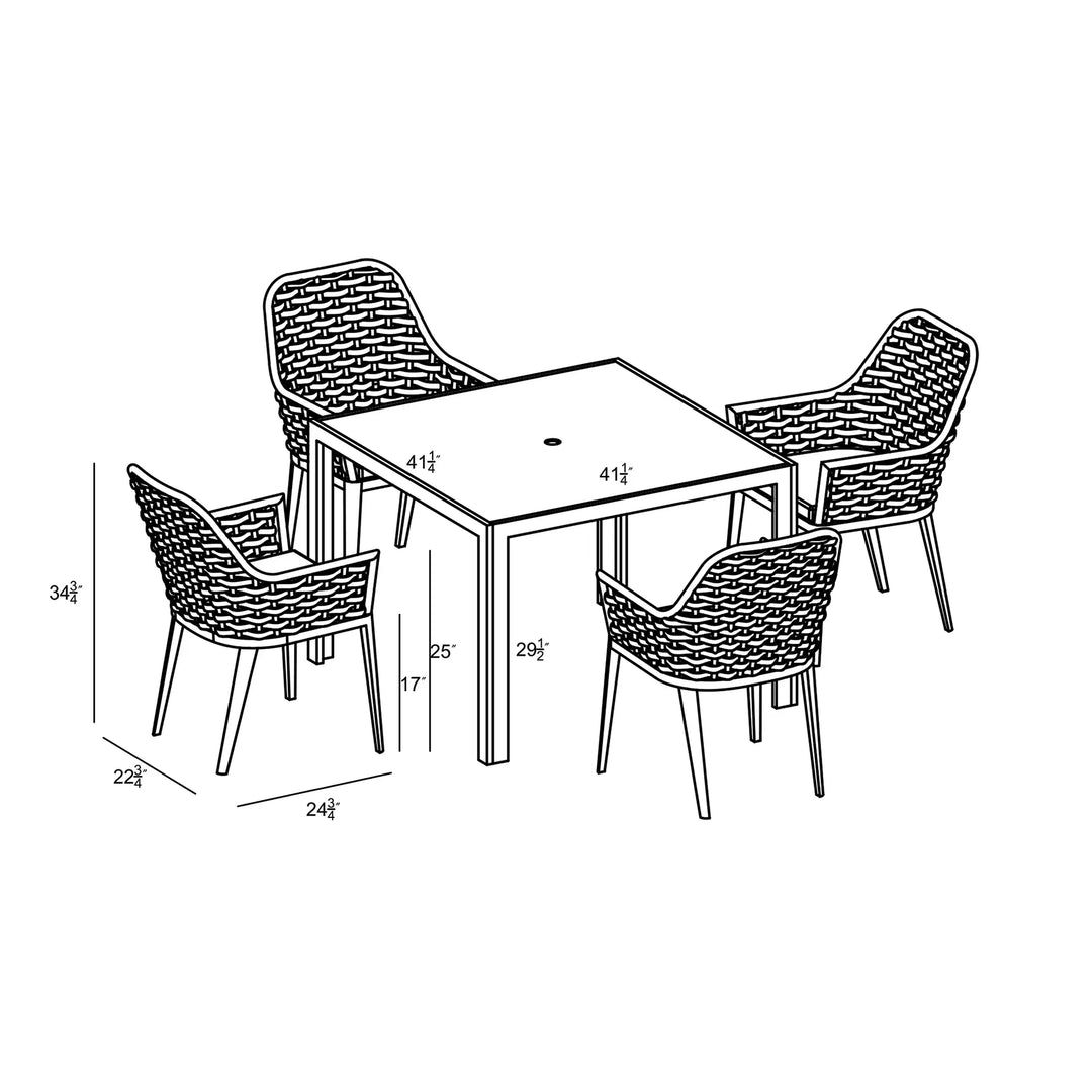 Parlor 5 Piece Dining Set - Black by Harmonia Living