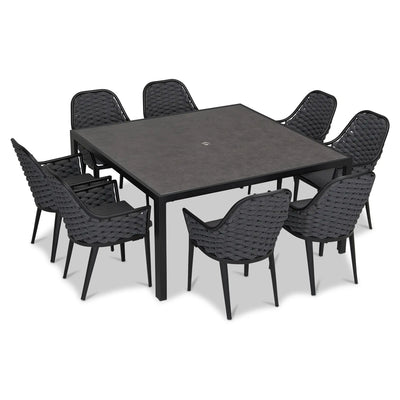 Parlor 9 Piece Square Dining Set - Carbon by Harmonia Living