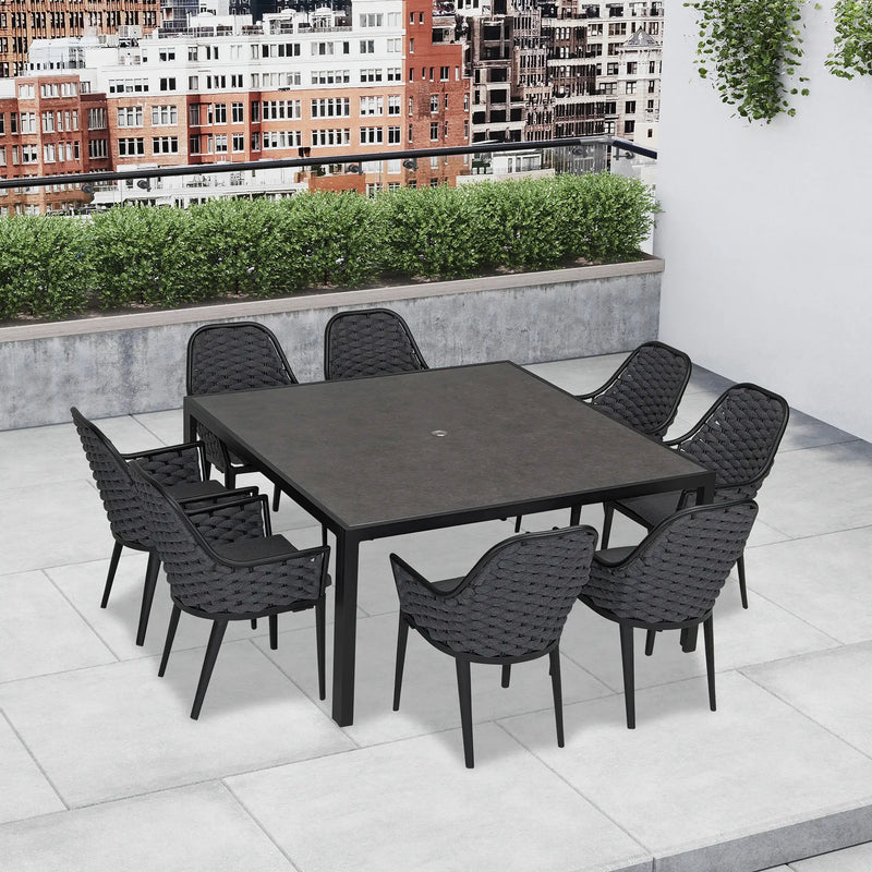 Parlor 9 Piece Square Dining Set - Carbon by Harmonia Living