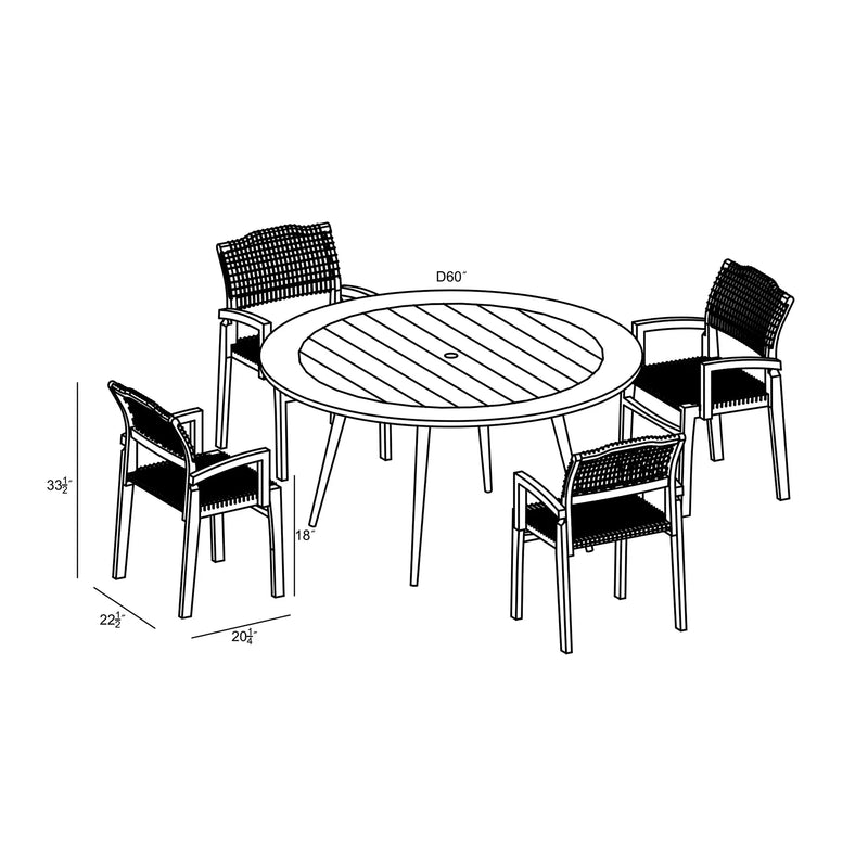 Sands 5 Piece Arm Round Dining Set by Harmonia Living