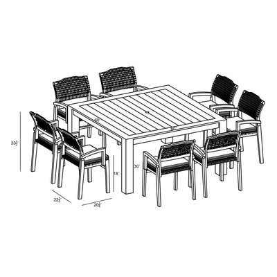 Sands 9 Piece Arm Square Dining Set by Harmonia Living