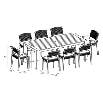 Sands 9 Piece Dining Set by Harmonia Living