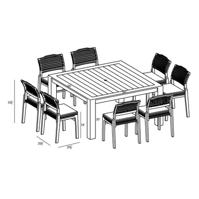 Sands 9 Piece Square Dining Set by Harmonia Living