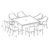 Tailor 9 Piece Square Dining Set - White by Harmonia Living