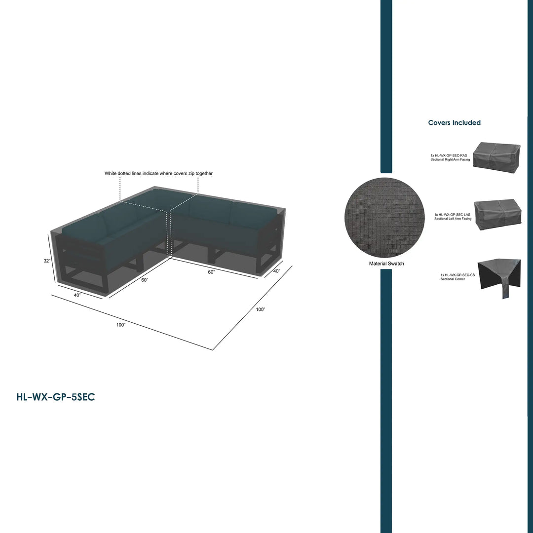 Weather X Covers For 5 Piece Sectional Set by Harmonia Living