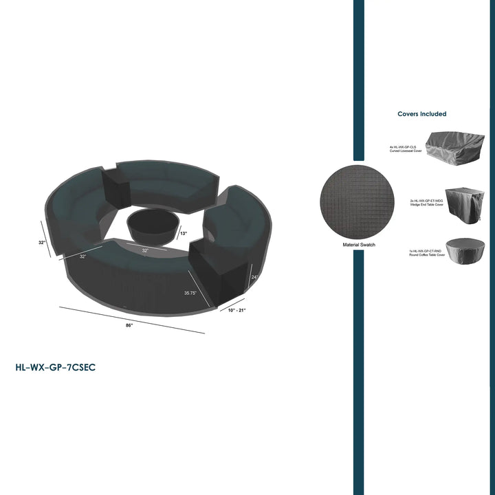 Weather X Covers For 7 Piece Curve Sectional Set by Harmonia Living