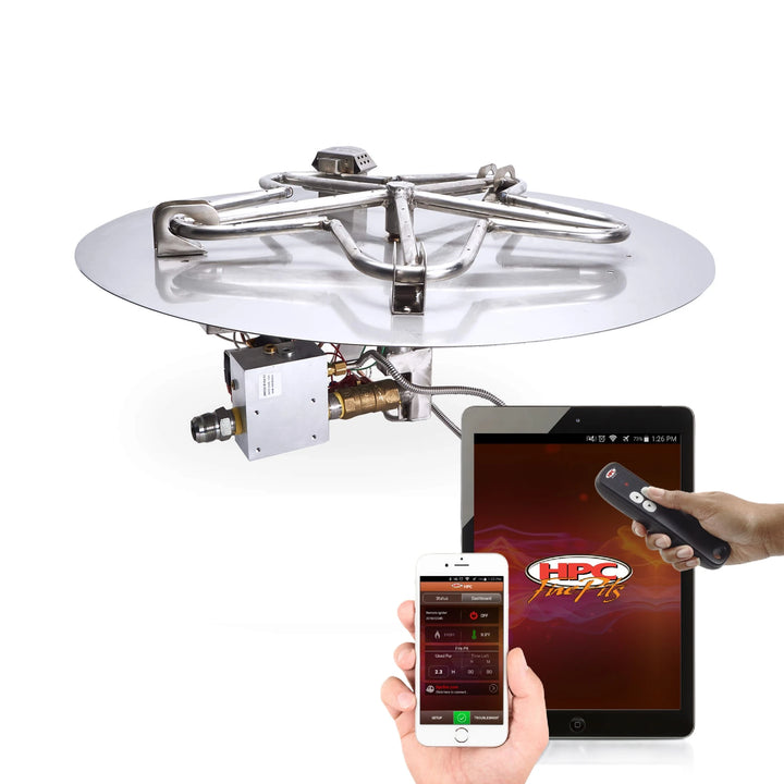 Round Flat Hi/Lo Electronic Ignition Fire Pit Burner Kit by HPC Fire