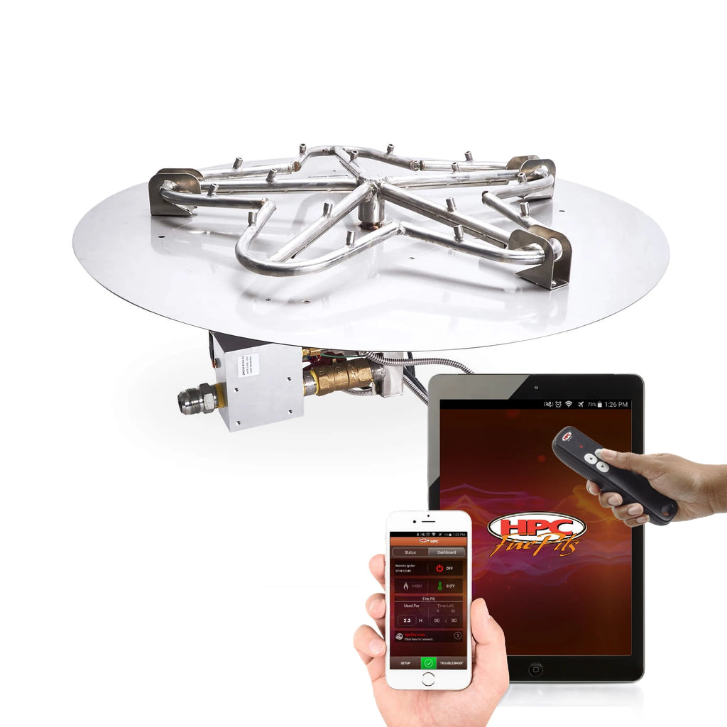 Round Torpedo Flat Hi/Lo Electronic Ignition Fire Pit Burner Kit by HPC Fire
