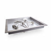 Stainless steel HPC Square Drop-In Penta Burner featuring On/Off electronic ignition and a recessed pan design—perfect for custom gas fire pit builds. Shown in a clean white background for a clear view of its premium construction and sleek square edge.