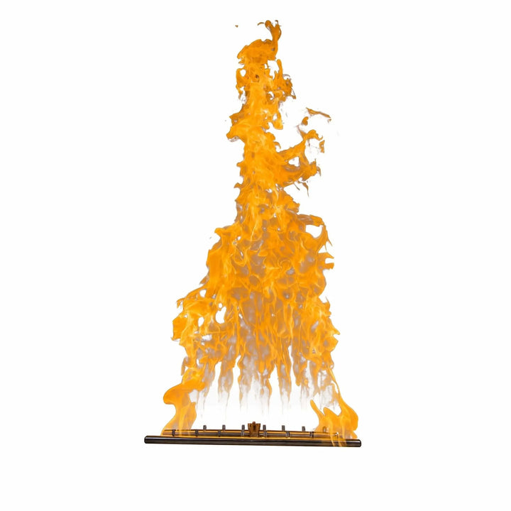 18x16 inch HPC Fire Inspired Torpedo H-Burner producing tall, intense flames with 400,000 BTUs, showcased against a white background.