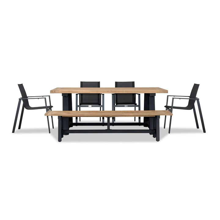 Lift Mill 6 to 7 Seat Reclaimed Teak Dining Set w/ Bench by Harmonia Living