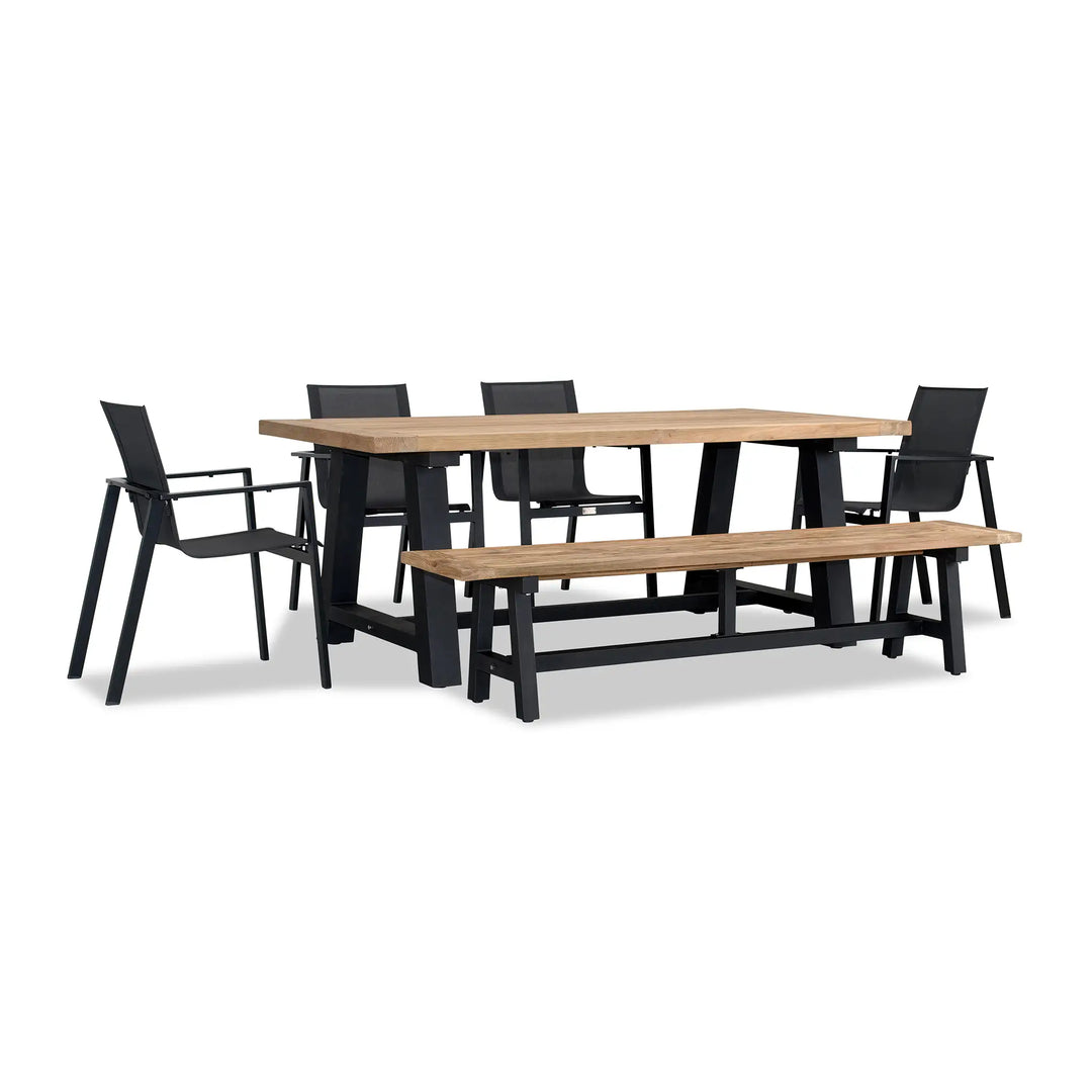 Lift Mill 6 to 7 Seat Reclaimed Teak Dining Set w/ Bench by Harmonia Living