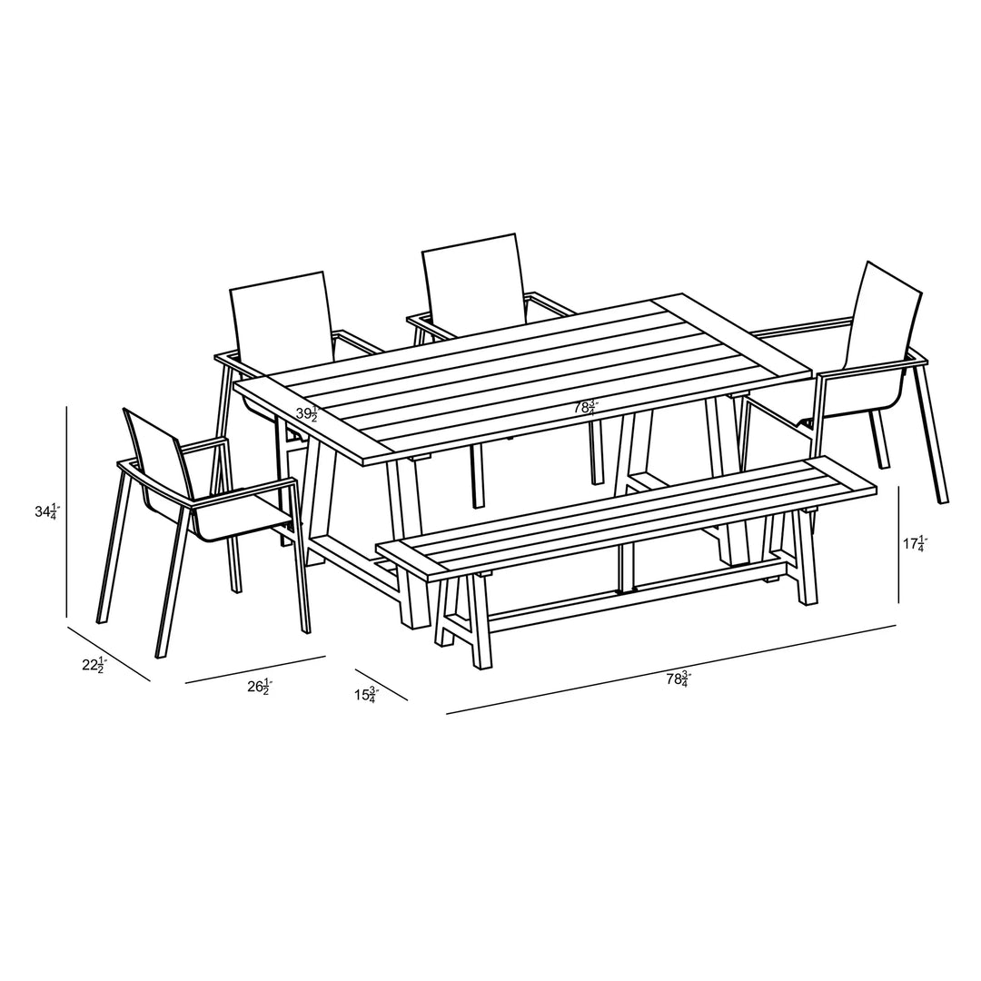 Lift Mill 6 to 7 Seat Reclaimed Teak Dining Set w/ Bench by Harmonia Living